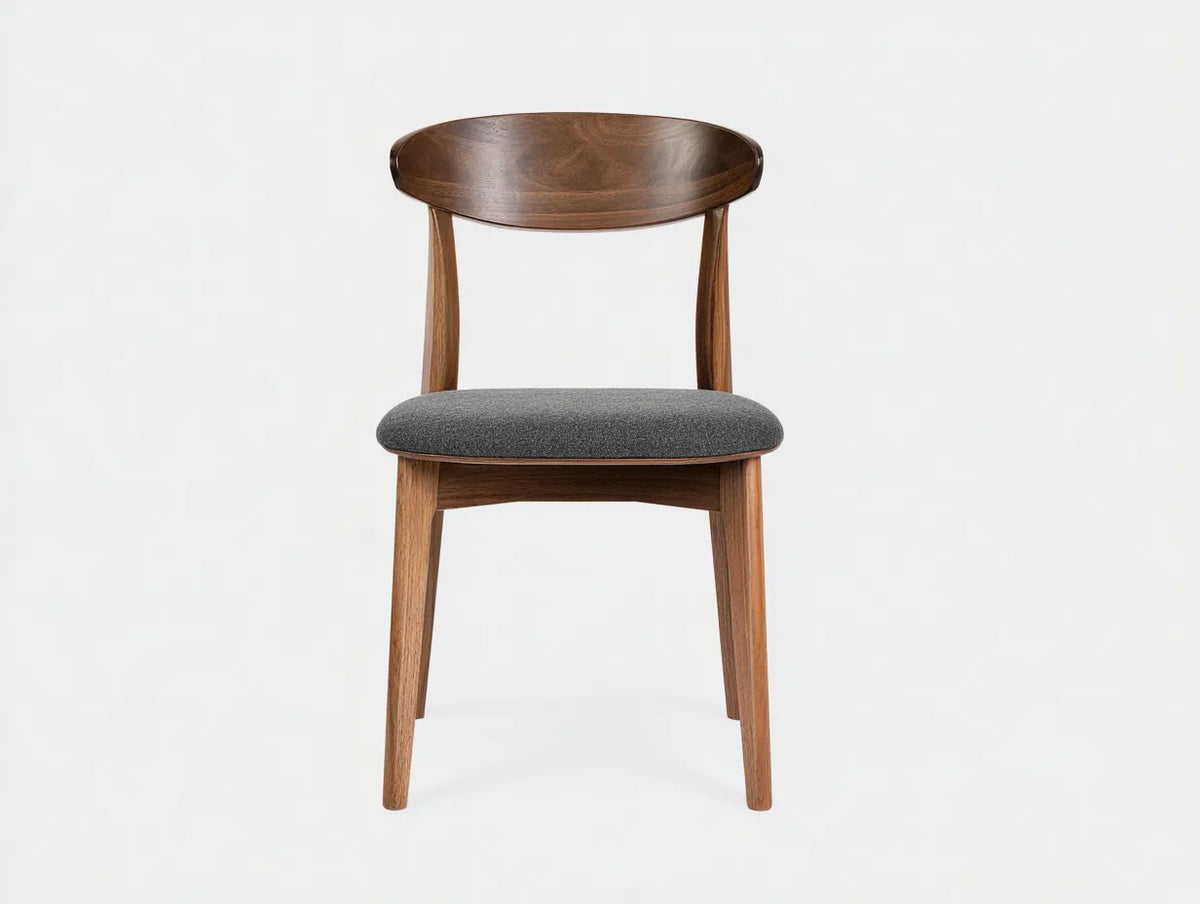 Chaise de salle à manger 48×52×79 cm - bois marron/gris - assise rembourrée et dossier courbé