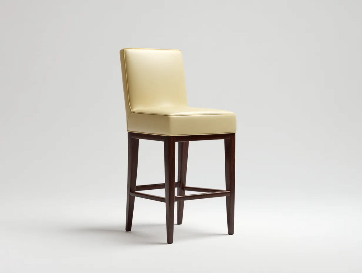 Tabouret de bar 45×50×101 cm - jaune clair/marron - assise rembourrée pour salle à manger