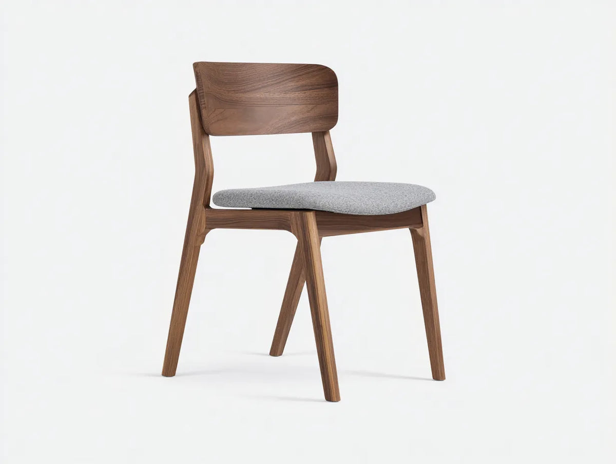 Chaise de salle à manger 49×54×80 cm - bois marron/gris - assise rembourrée au design naturel