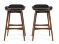 Lot de 2 tabourets de bar 48×50×78 cm – similicuir noir et bois brun – assise enveloppante avec repose-pieds