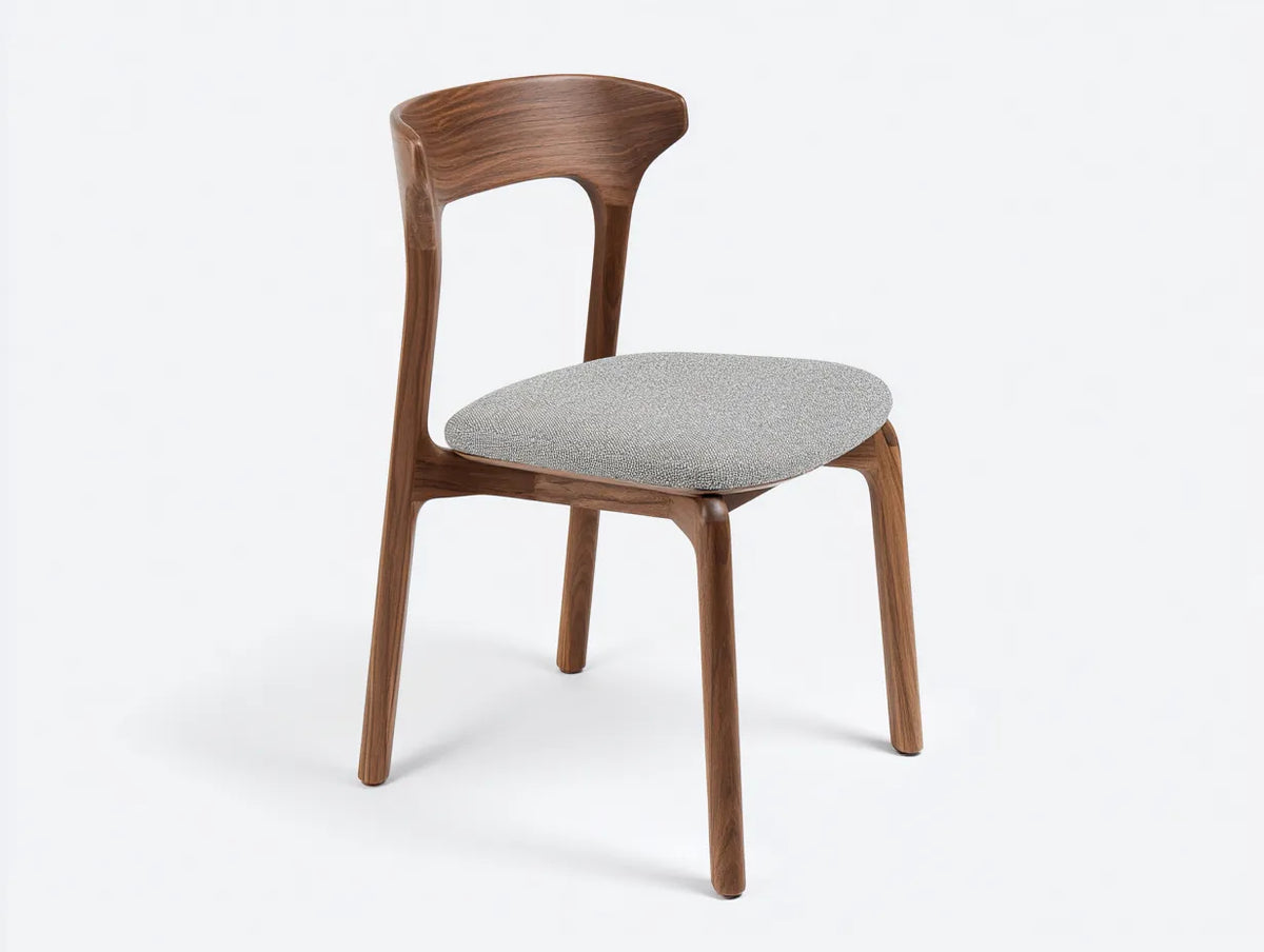 Chaise de salle à manger en bois de noyer 55×55×82 cm - brun/gris - style moderne