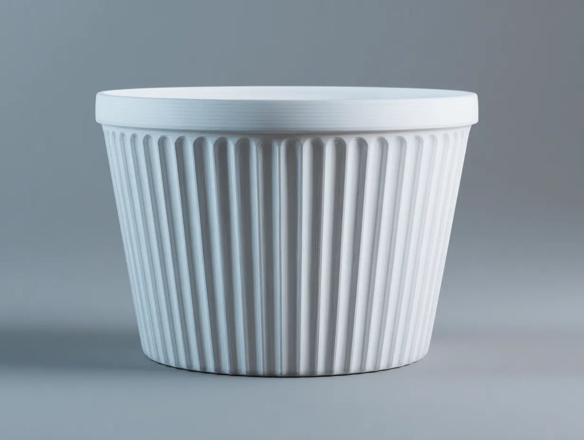 Pot à fleurs de balcon en résine 40×40×35 cm - blanc - style rainuré moderne
