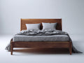 Lit double en bois brun 210×170×110 cm – tête de lit pleine – style contemporain