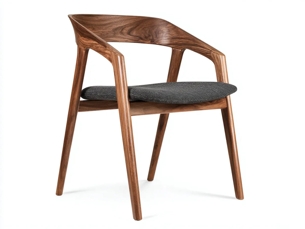Chaise de salle à manger 56×58×78 cm – noyer et gris foncé – assise rembourrée pour salle à manger