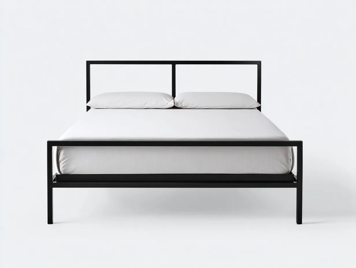 Lit double en métal 210×170×110 cm - Noir - structure ouverte moderne pour chambre