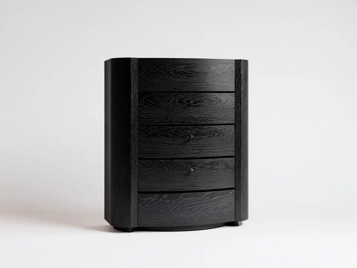 Commode haute en bois 76×45×108 cm – noir – rangement vertical pour chambre