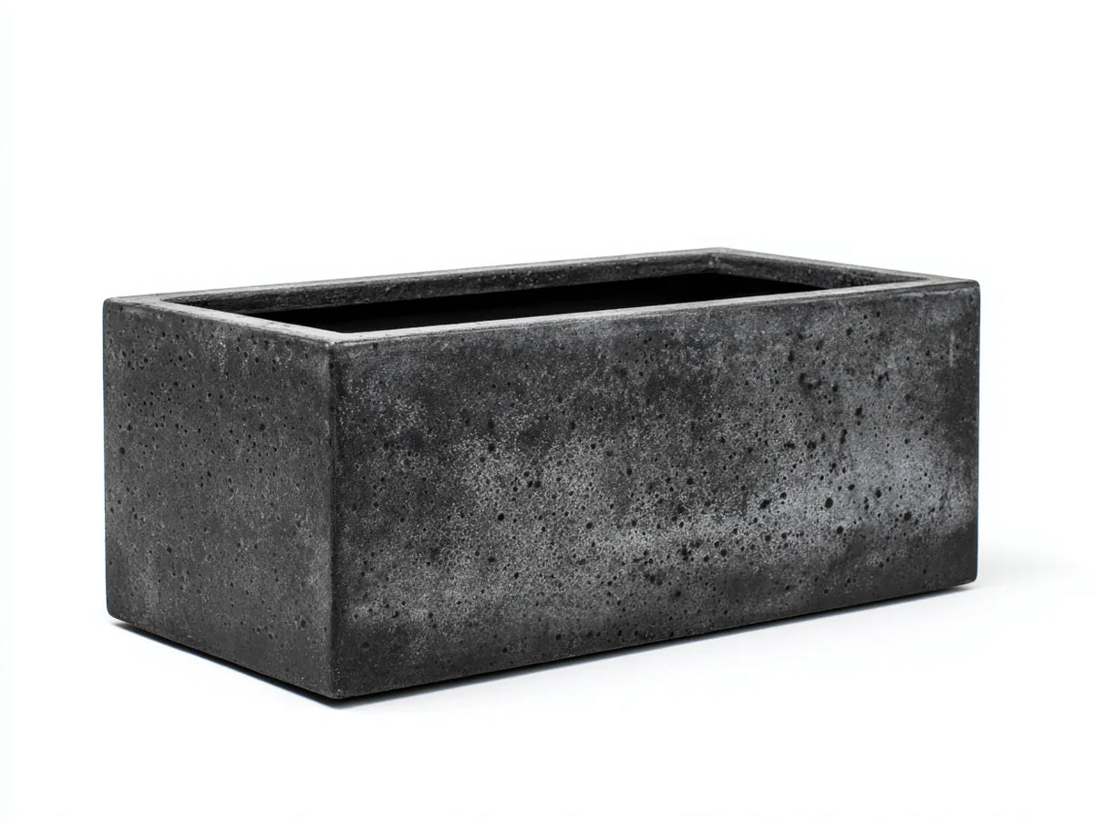 Pot à fleurs rectangulaire en béton gris foncé - 80×35×30 cm - pour terrasse - style moderne