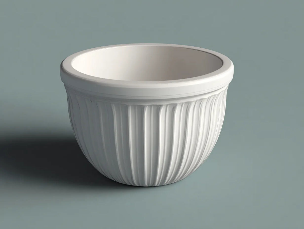 Pot à fleurs rond en plastique blanc - 45×45×32 cm - pour terrasse - style classique
