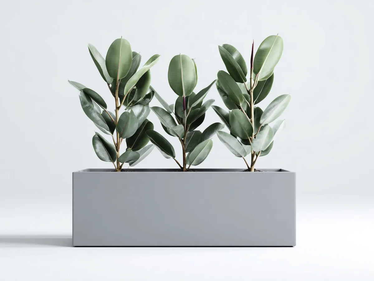 Pot à fleurs rectangulaire 100×30×40 cm – résine renforcée gris – jardinière contemporaine pour terrasse