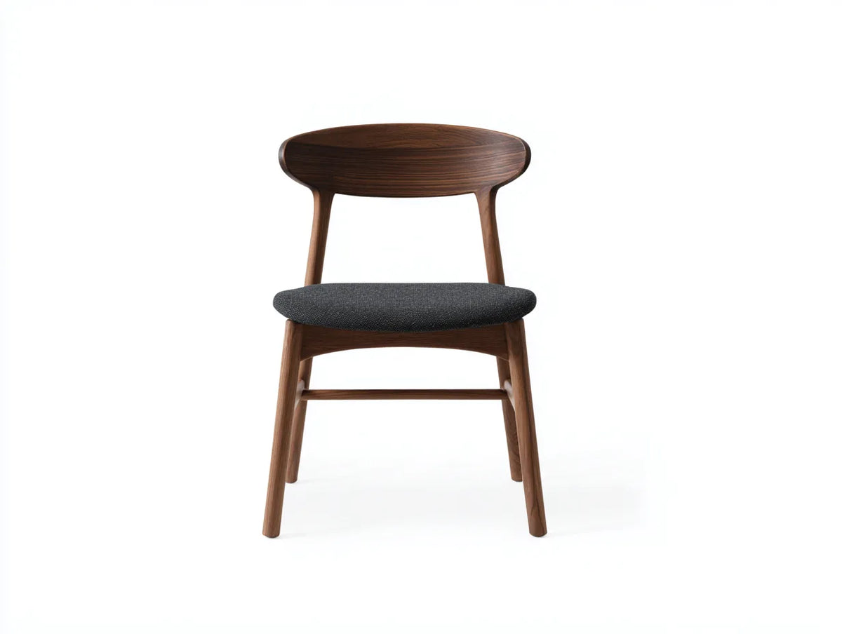 Chaise de salle à manger 52×55×80 cm – tissu gris foncé et bois brun – dossier arrondi contemporain