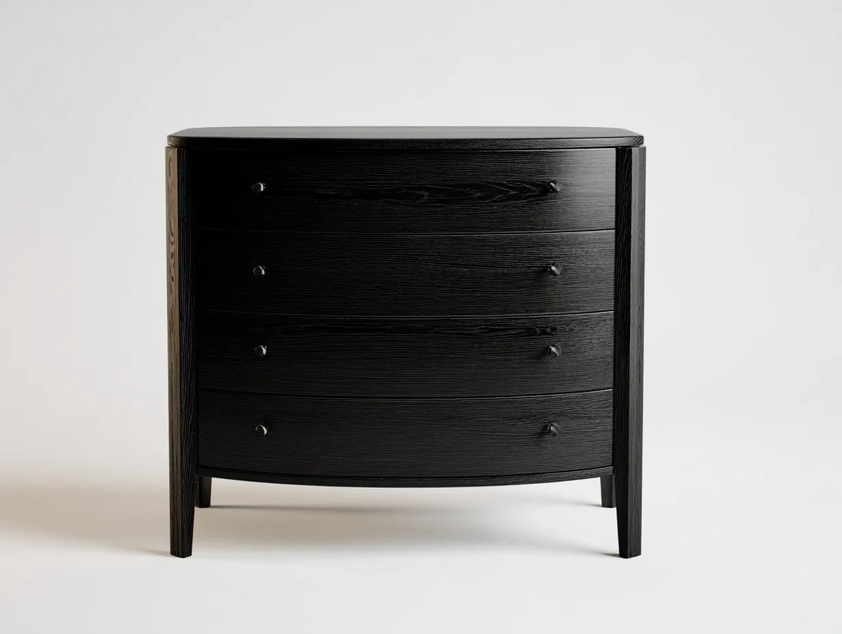 Garde-robe basse en bois 92×47×90 cm - Noir - design galbé pour chambre