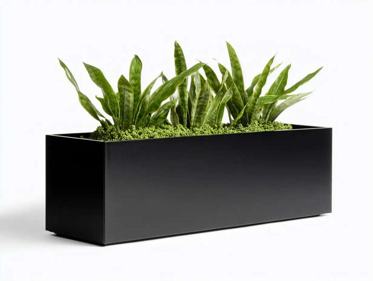 Pot à fleurs de balcon en acier 100×30×40 cm - noir - design rectangulaire moderne
