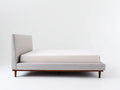Lit 200×160×100 cm – tissu gris clair et bois – tête de lit rembourrée contemporaine