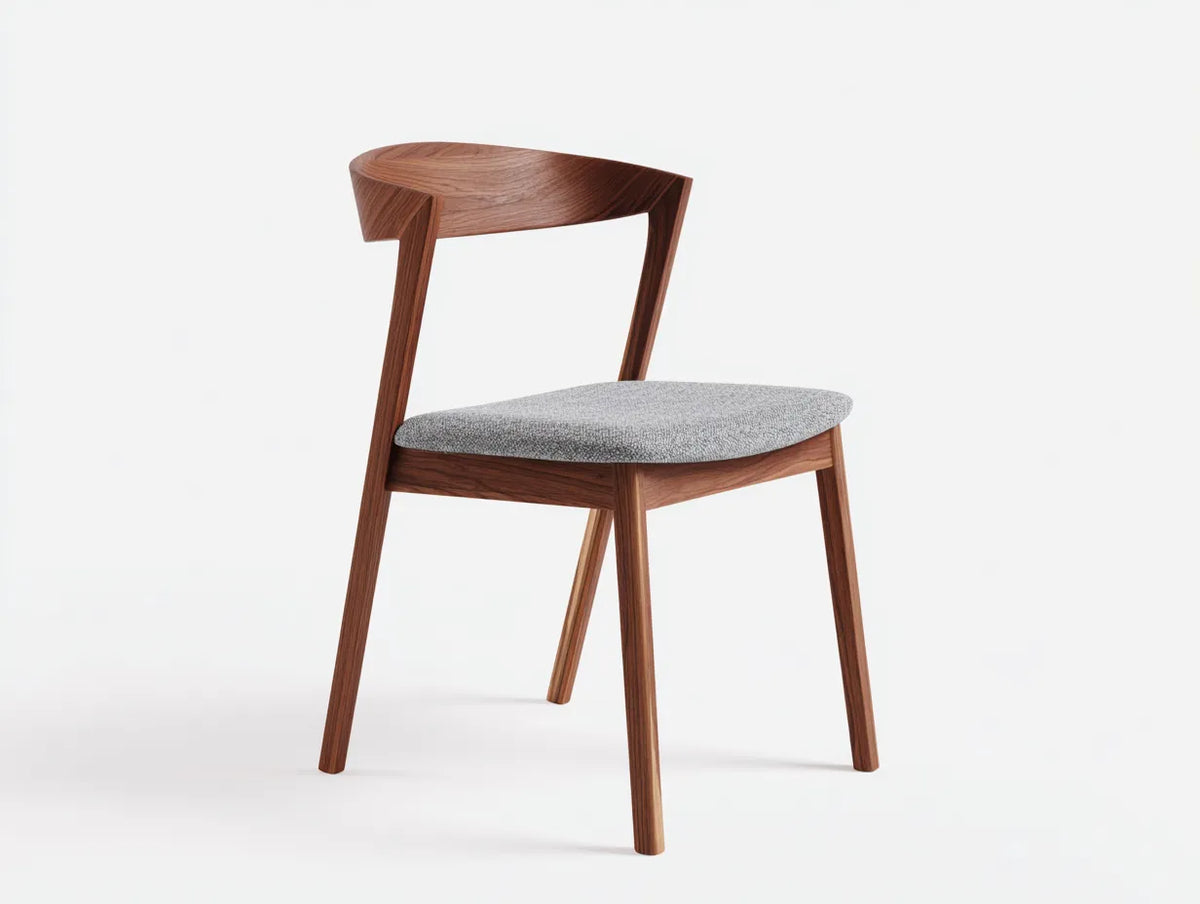 Chaise de salle à manger 56×57×79 cm – noyer et gris – assise rembourrée au style contemporain