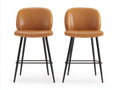 Ensemble de 2 tabourets de bar effet cuir 46×50×96 cm – marron noir – assise rembourrée
