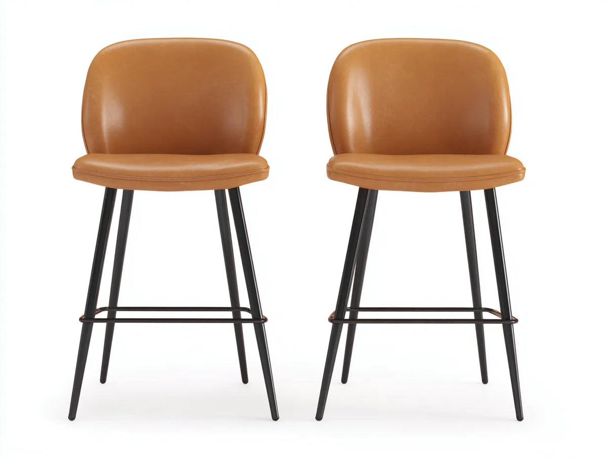 Ensemble de 2 tabourets de bar effet cuir 46×50×96 cm – marron noir – assise rembourrée