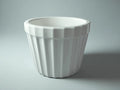 Pot à fleurs rond 42×42×38 cm – plastique blanc – relief cannelé pour terrasse