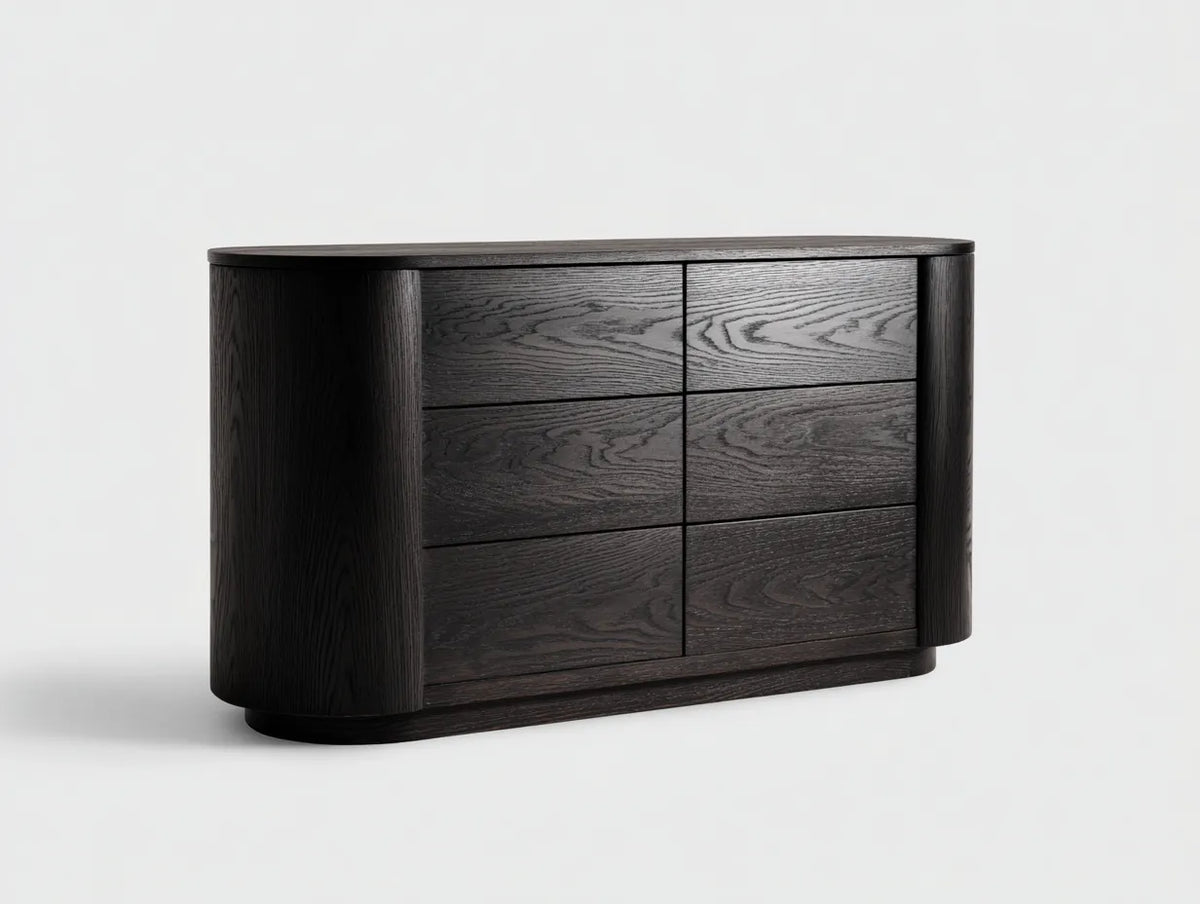 Commode de chambre en bois noir - 120x40x80 cm - rangement contemporain