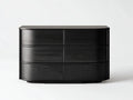 Meuble de rangement en bois 120×48×78 cm – noir – façade galbée contemporaine