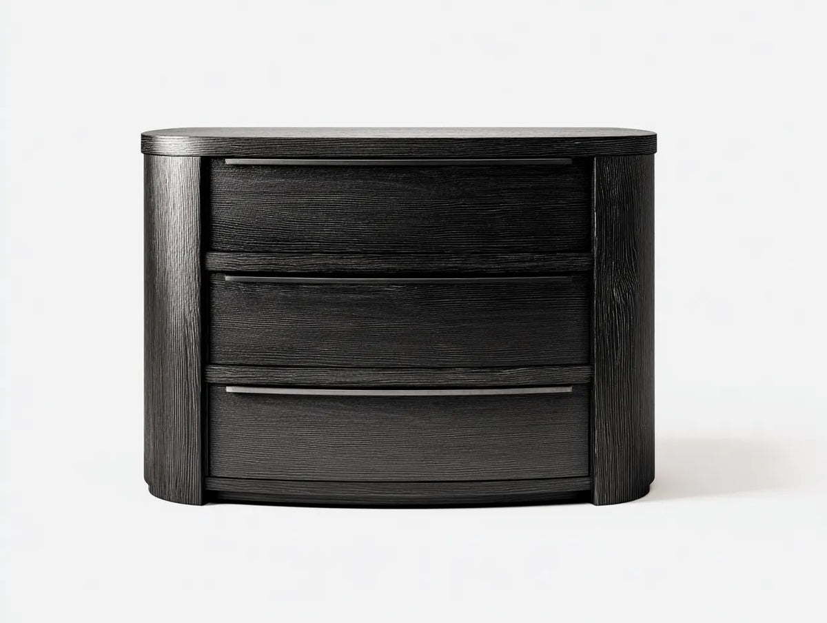 Commode de rangement en bois 110×46×82 cm – noir – façade courbe pour chambre