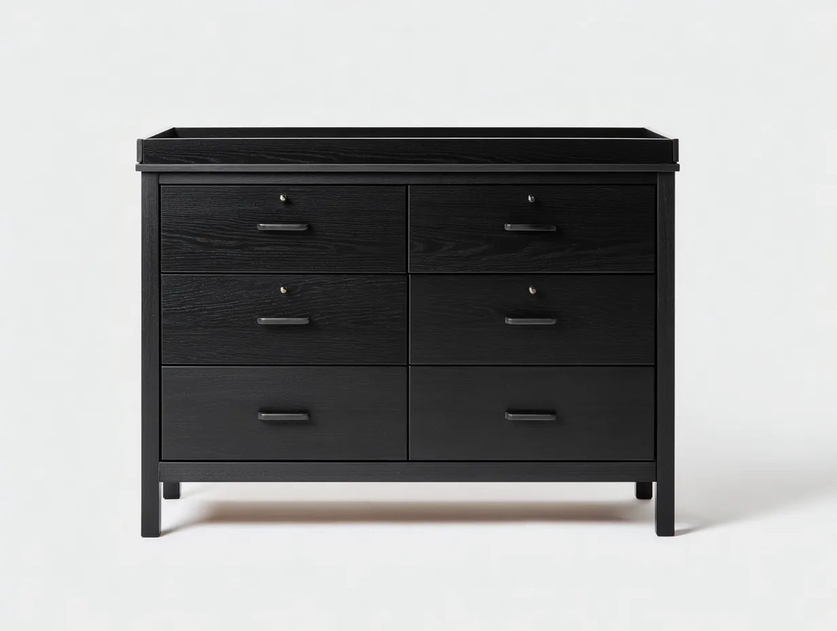 Garde-robe basse en bois 120×50×105 cm - Noir - rangement compact pour chambre